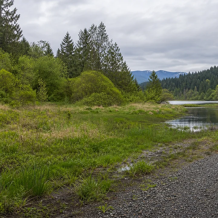 Lake area and mountain land in Everett