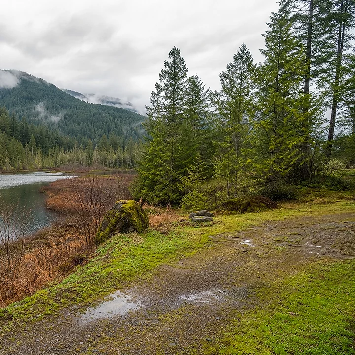 Lake area and mountain land in King County