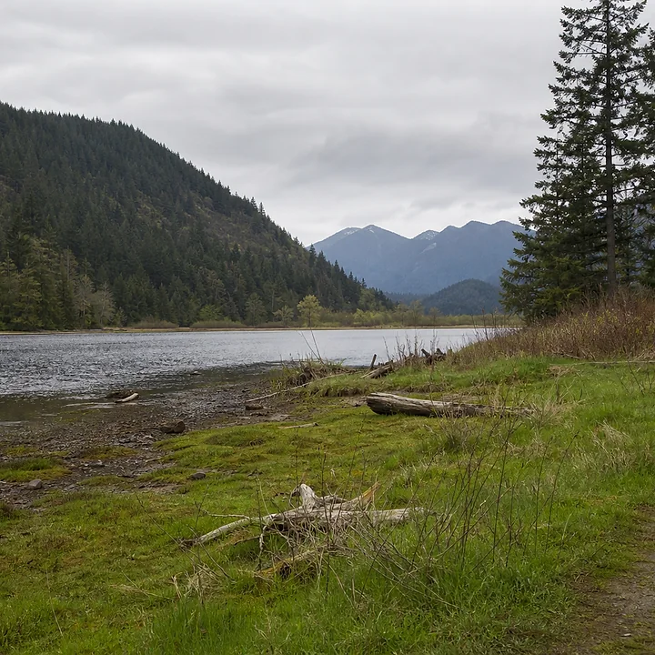 Lake area and mountain land in Pierce County